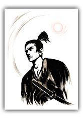 young samurai black white art